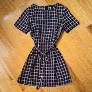 Forever 21 Blue and White Tie Front Sheath Mini Dress